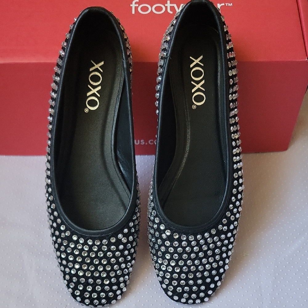 XOXO Black and Silver Embellished Loafers